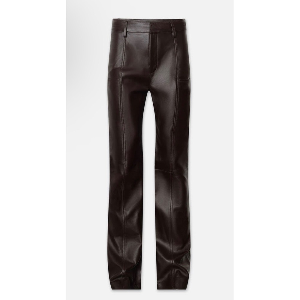 FRAME Seamed‎ Leather Trouser Espresso Lamb Leather Size 4 New - Picture 5 of 12